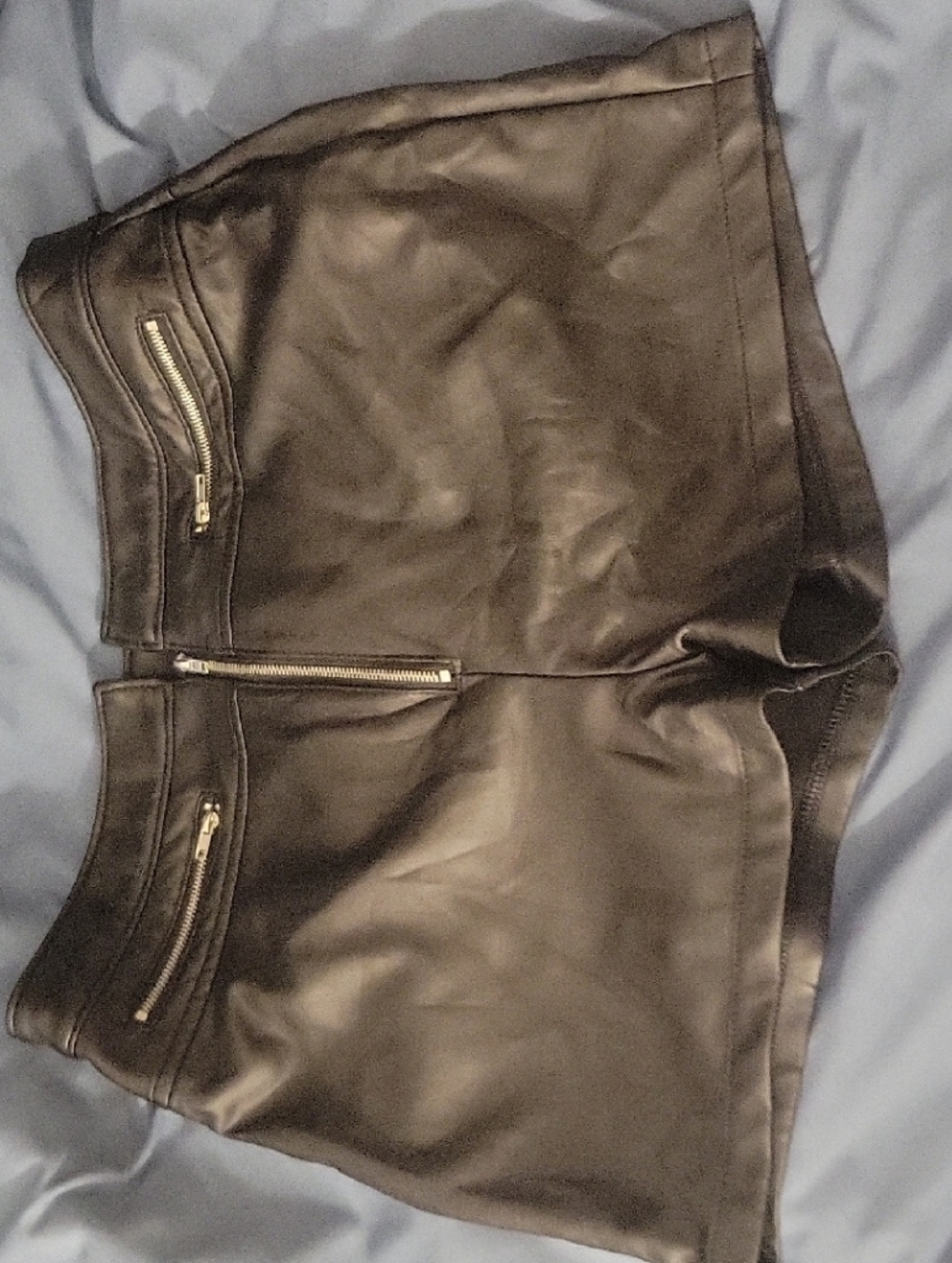 Windsor Black Faux Leather High-Waist Zip Pocket Shorts